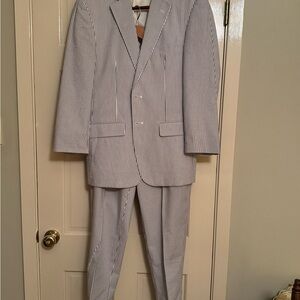 Men's Blue striped sear sucker suit - Perlis